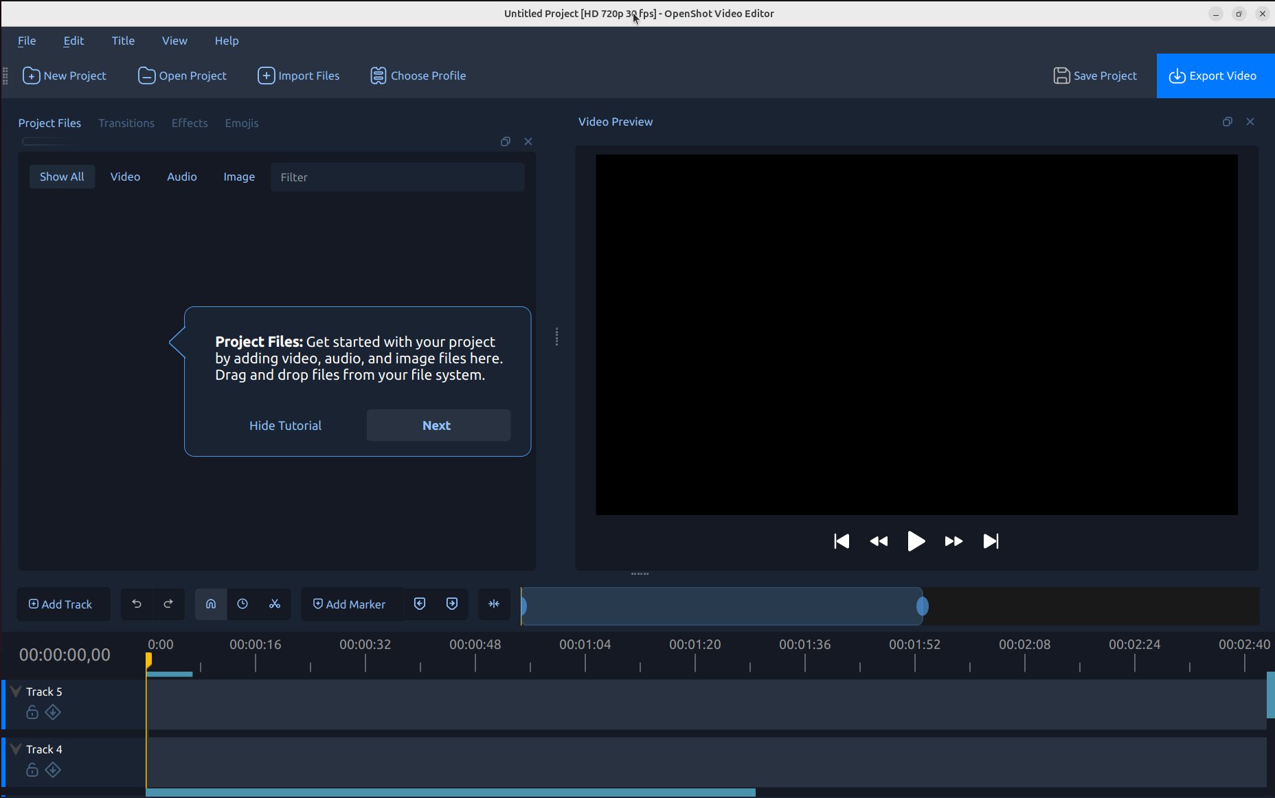 Main Window — OpenShot Video Editor 3.5.1 documentation